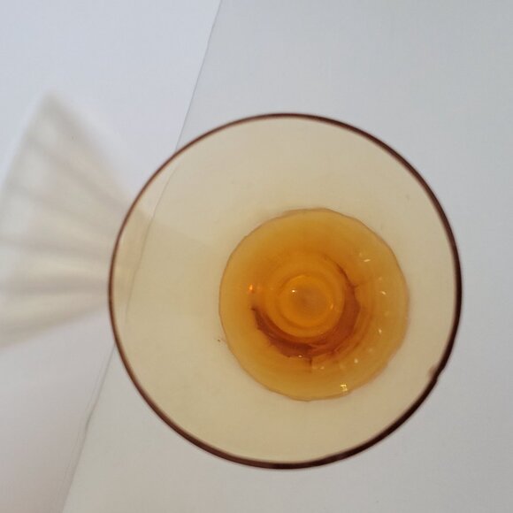 Vintage Amber Glassware Set Of 4 Mid-Century Modern Elegant Cone Shape Home & Di - Picture 7 of 8